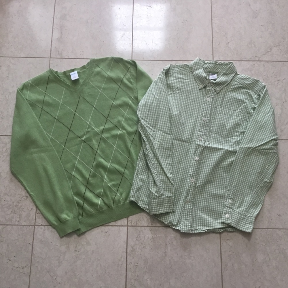 GYMBOREE green argyle sweater L